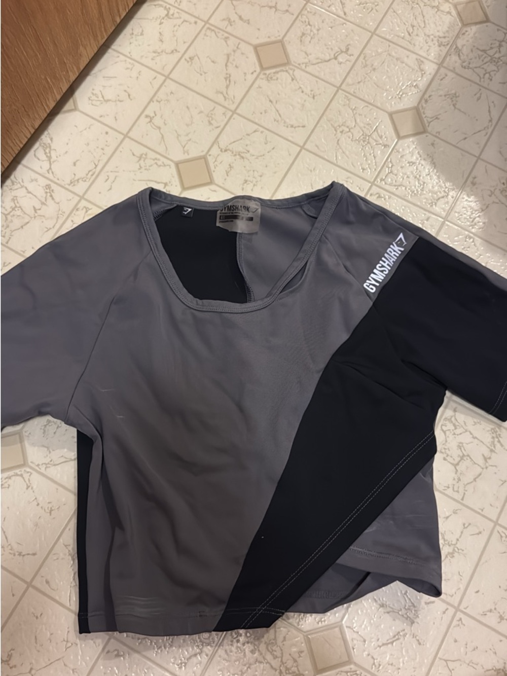 Gymshark Gray and Black Colorblock Performance Tee